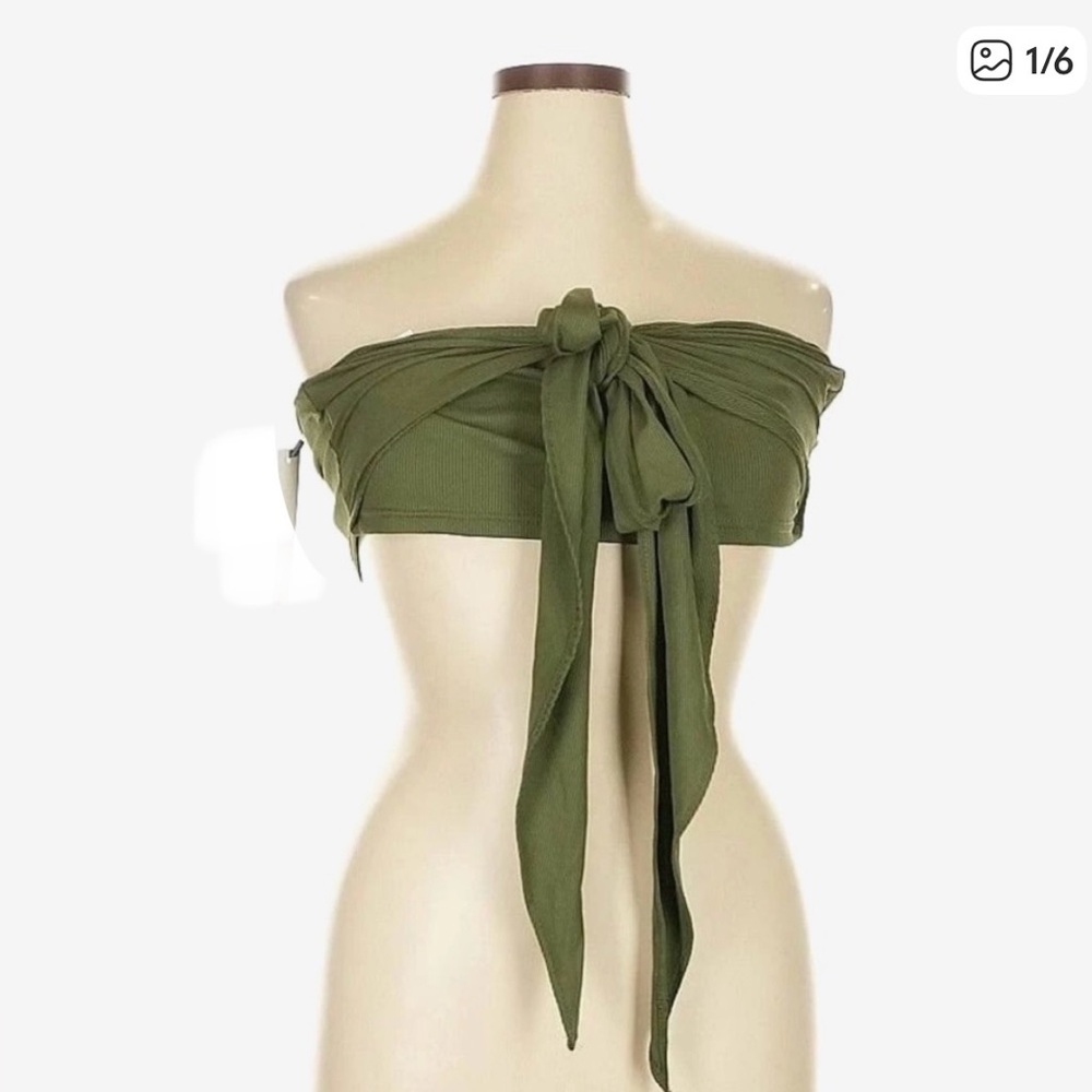 YOZY Olive Green Strapless/CropTop Tie Around. Female Size Large
